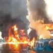 Dua kapal tunda atau tugboat terbakar di daerah aliran Sungai Barito, Kalimantan Tengah (Berita Satu)