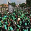 Ilustrasi Ojol Demonstrasi (Foto: JawaPos).