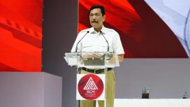 Menko Kemaritiman dan Investasi, Luhut Binsar Pandjaitan, dalam sambutan pembukaan Supply Chain & National Capacity Summit 2024, di Jakarta, Rabu (14/8/2024). (SKK Migas).
