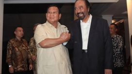 Ketum NasDem Surya Paloh dan Ketum Gerindra Prabowo Subianto (Doc. ANTARA Foto)