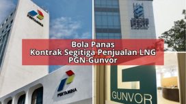 Gedung Pertamina, Gedung PGN dan logo Gunvor. Pertamina, PGN dan Gunvor, terlibat kontrak segitiga LNG.
