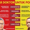 Grafis perbandingan studi doktor Bahlil Lahadalia (Ketum Golkar) dan Hasto Kristiyanto (Sekjen PDIP). (IW Grafis)