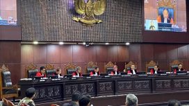 Suasana sidang pengucapan putusan Perkara Nomor 168/PUU-XXI/2023 di Ruang Sidang Pleno Mahkamah Konstitusi, Jakarta, Kamis (31/10/2024). (ANTARA/Fath Putra Mulya)