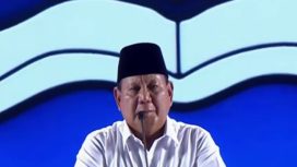 Presiden Indonesia Prabowo Subianto ketika berpidato di acara puncah Hari Guru Nasional, (28/11).