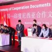 Presiden Prabowo Subianto menyaksikan penandatanganan kolaborasi strategis antara PT Vale Indonesia Tbk dan GEM Co., Ltd. di Beijing, China (Investor.id).