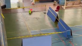 Lokasi korban mahasiswi AM ditemukan tewas di lapangan basket Gedung Gymnasium UPI Bandung. (Indonesiawatch.id/Ist)