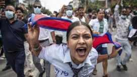 Ilustrasi demonstrasi di Nepal. (AFP/PRABIN RANABHAT)