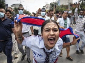 Ilustrasi demonstrasi di Nepal. (AFP/PRABIN RANABHAT)