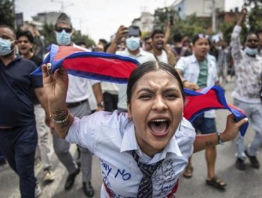 Ilustrasi demonstrasi di Nepal. (AFP/PRABIN RANABHAT)