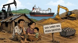 Ilustrasi kemiskinan di Aceh di tengah kekayaan Sumber Daya Alam (Sumber: Pembuatan gambar ilustrasi didukung AI).